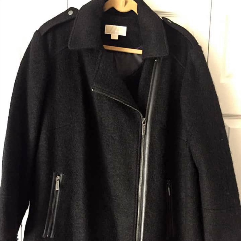Michael Kors leather trim wool jacket